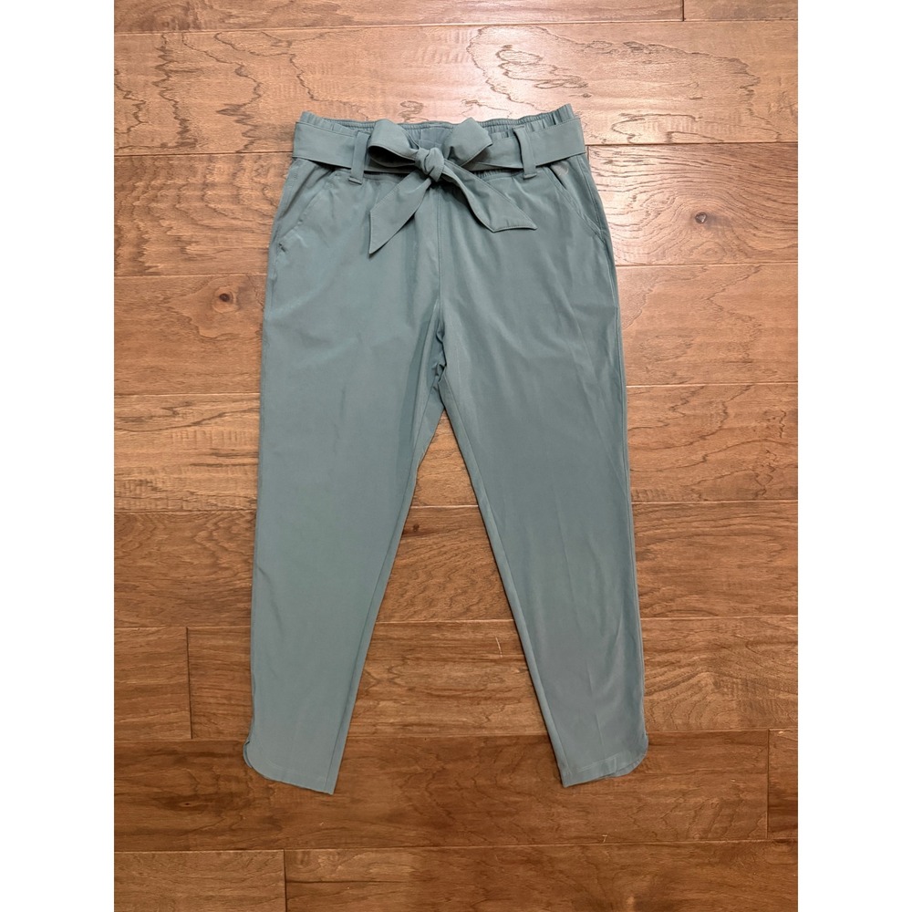 CALIA by Carrie Underwood Pants Womens S Green Polyester Solid Tapered Tie Waist
